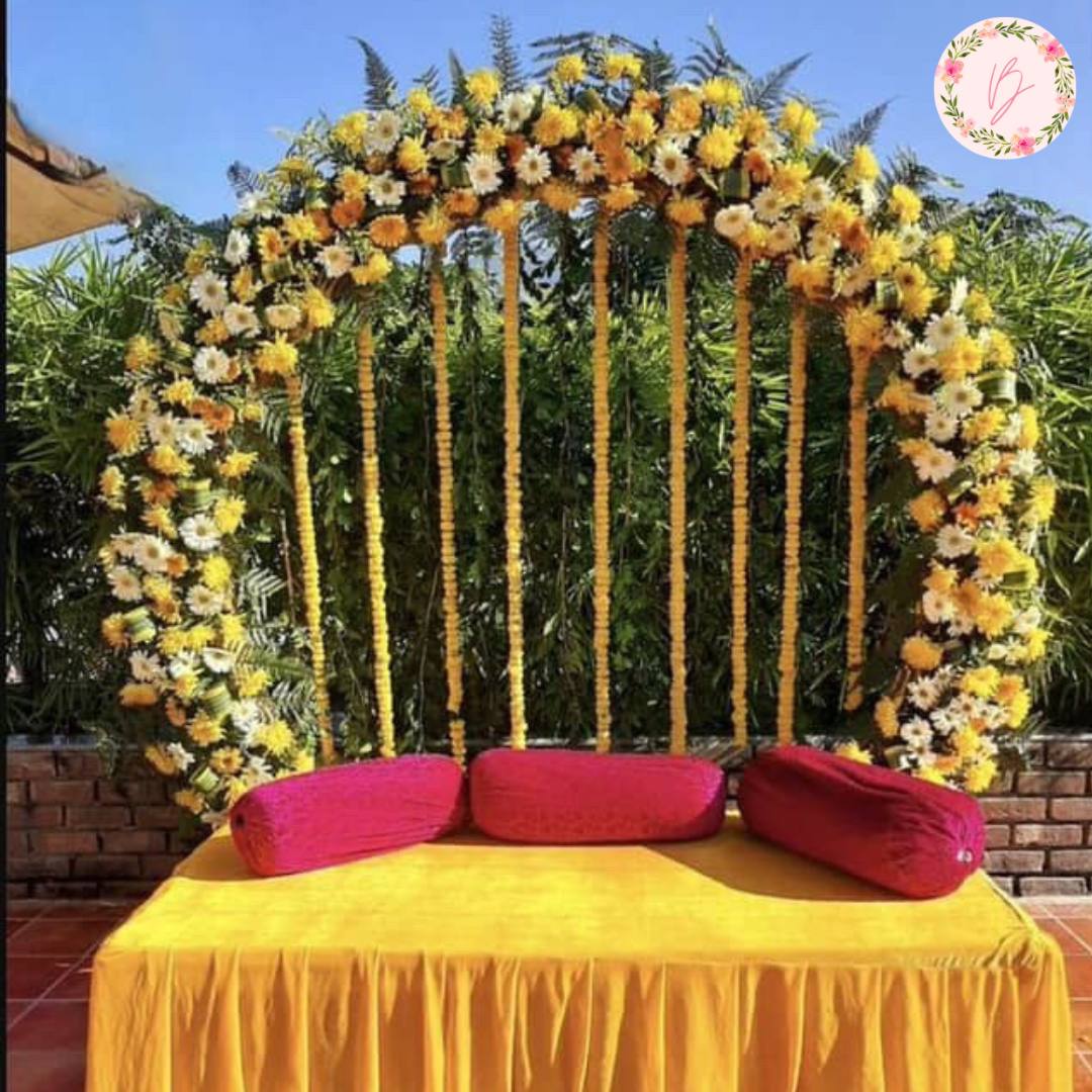 Floral Ring Haldi Mehendi Backdrop