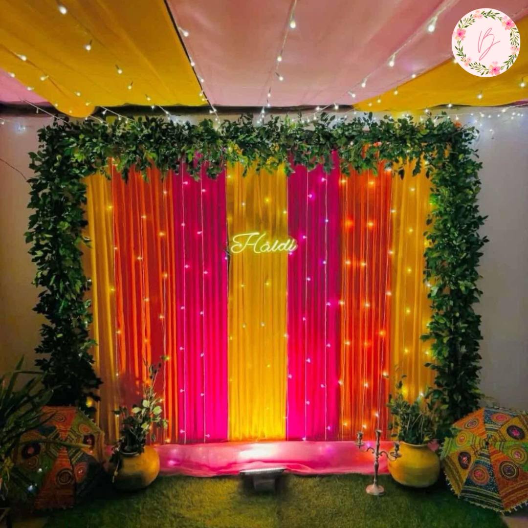 Leafy Neon Haldi Setup
