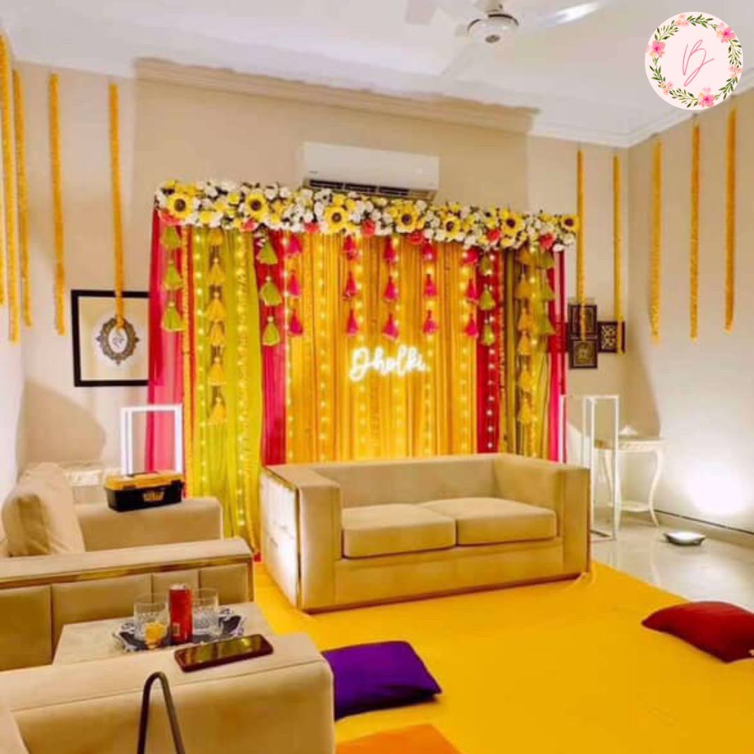 Sunshine Tassel Mehndi Backdrop