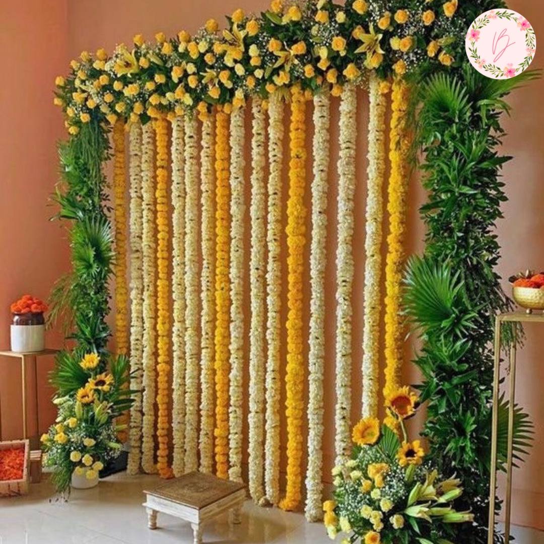 Fresh Marigold Garland Wall