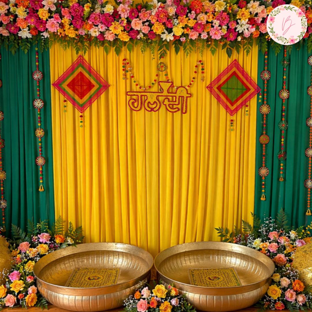 Metallic Tub & Chowki Set