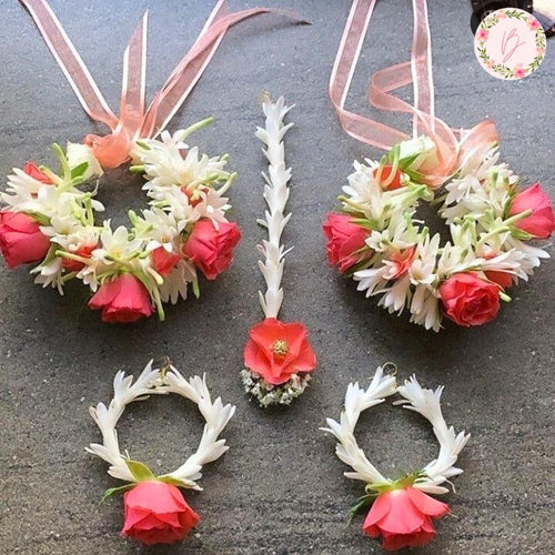 Blush Aura Haldi Floral Jewellery Set