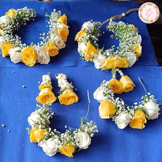 Sunshine Glow Haldi Floral Jewellery Set